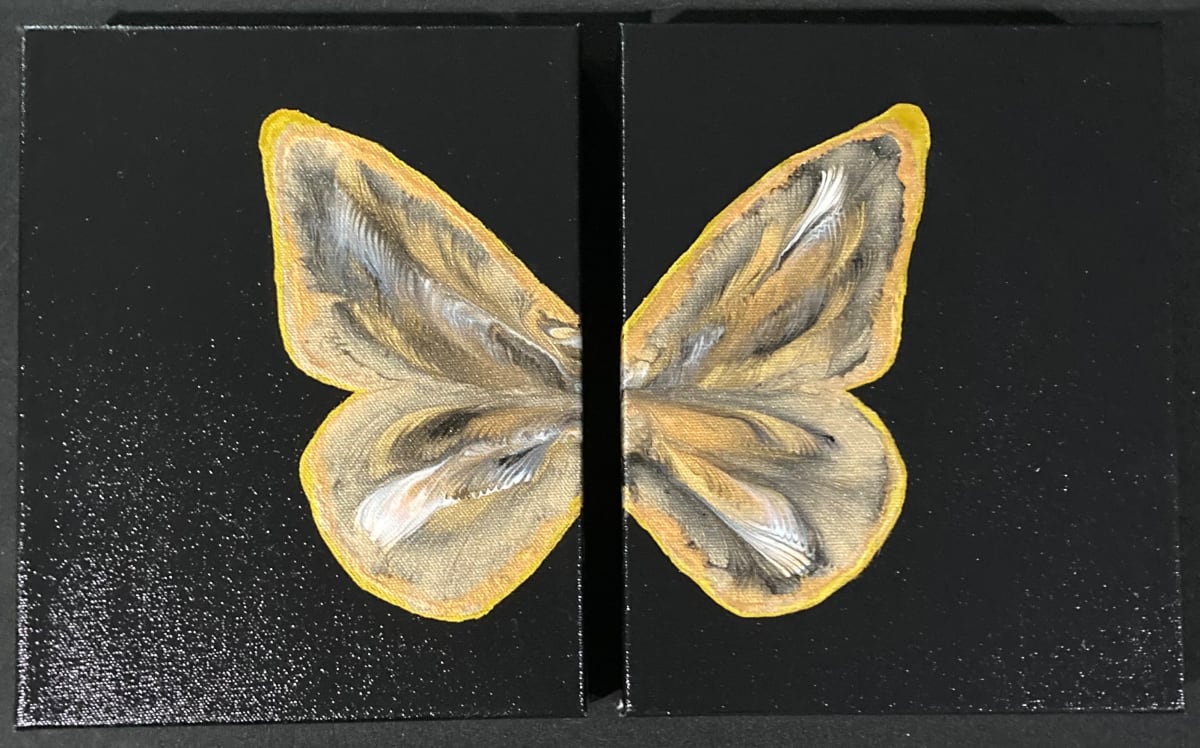 Golden Butterfly Diptych by Helen Renfrew 