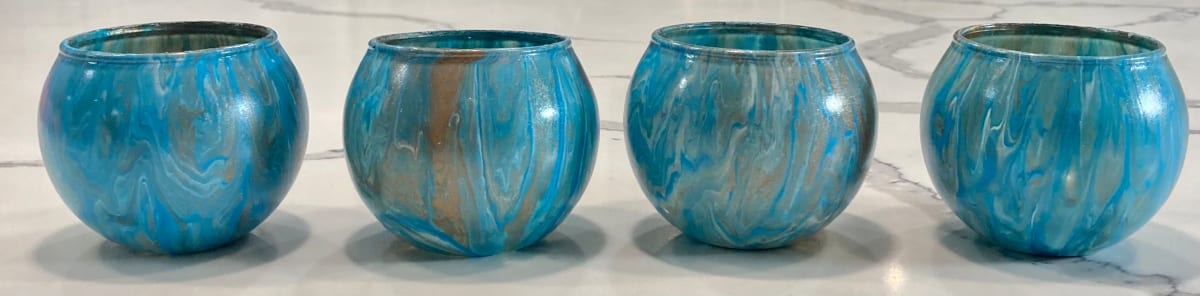 Candleholders, votive - Teal, Turquoise & Bronze 