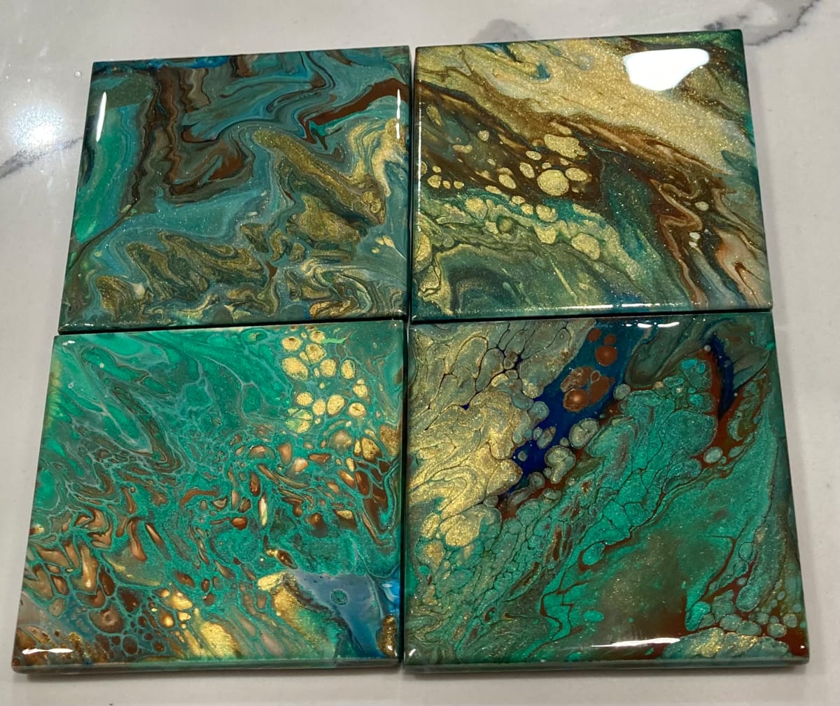 Coasters: Brown, Green & Gold by Helen Renfrew 