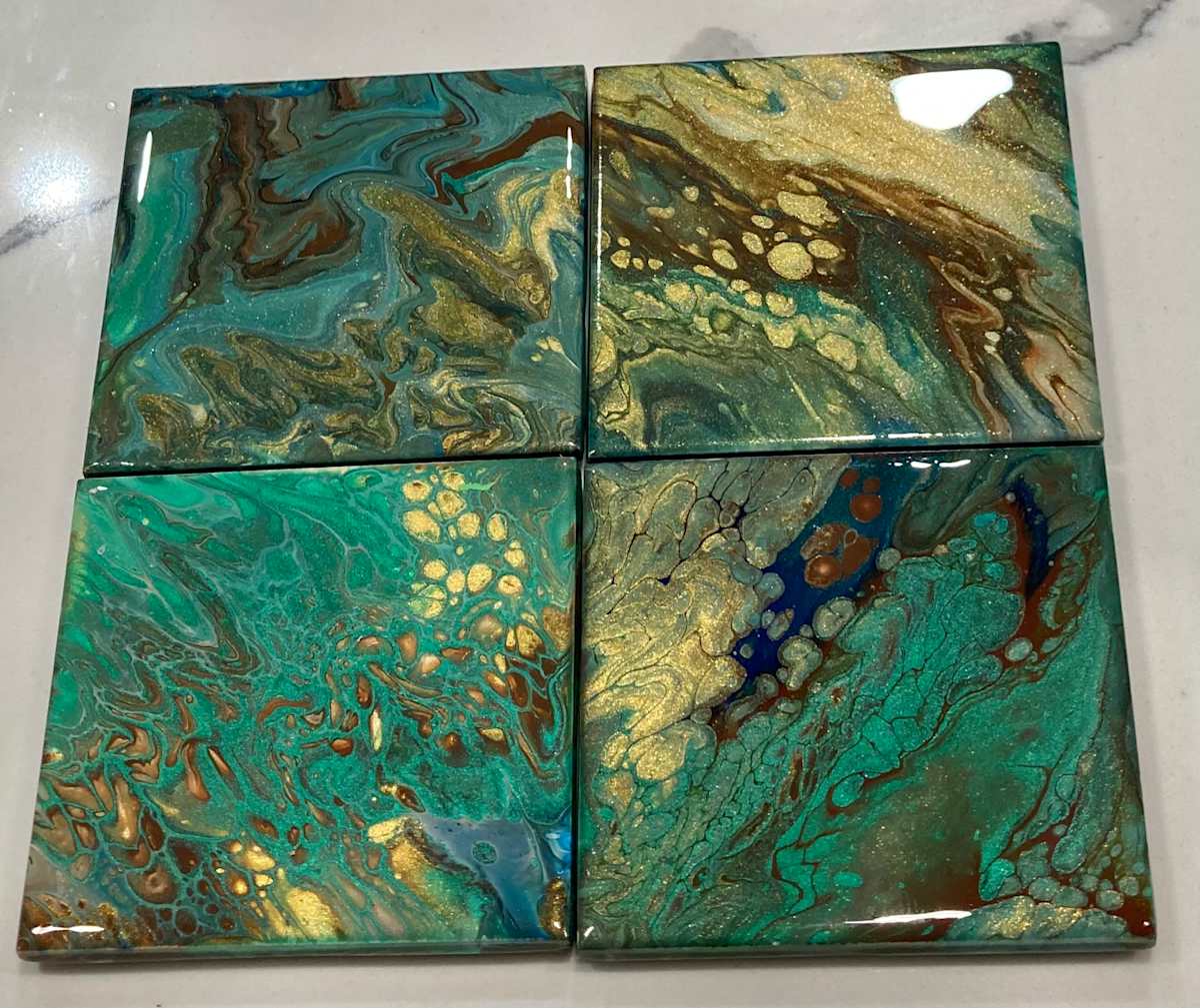 Coasters: Brown, Green & Gold by Helen Renfrew, Image 2.