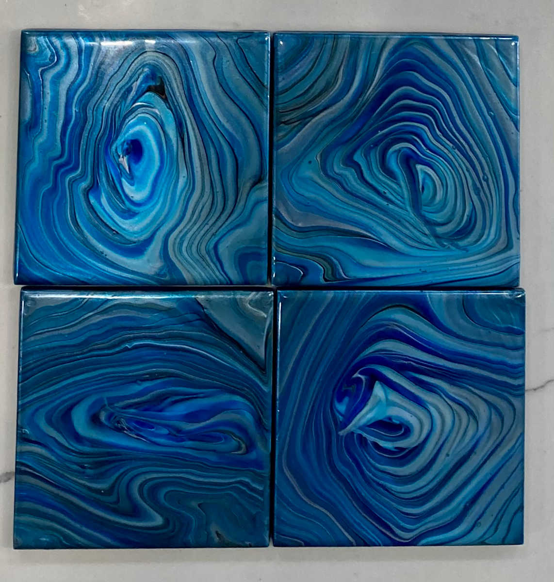 Coasters: Blue Rings by Helen Renfrew, Image 1.