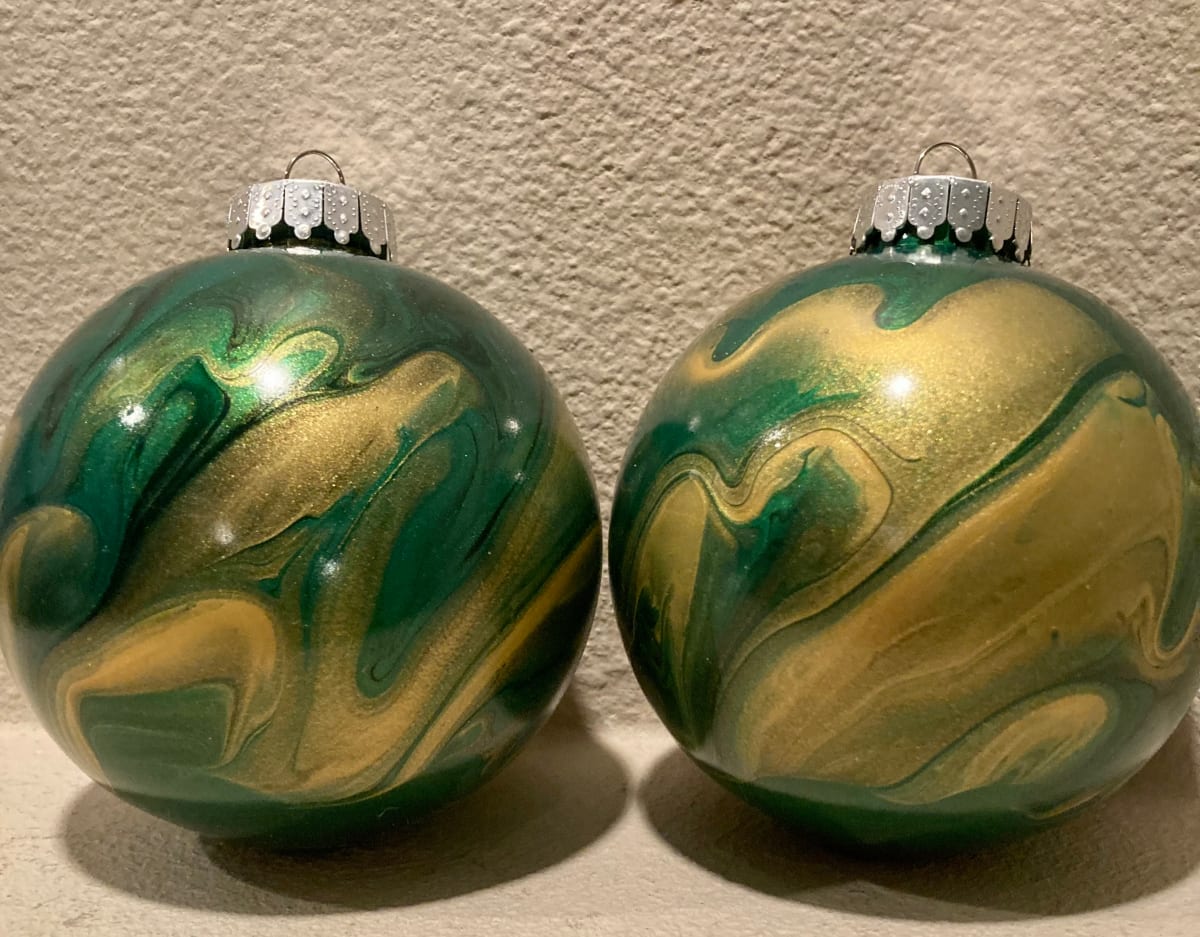 Ornaments: Green & Gold, Set of 2 by Helen Renfrew 
