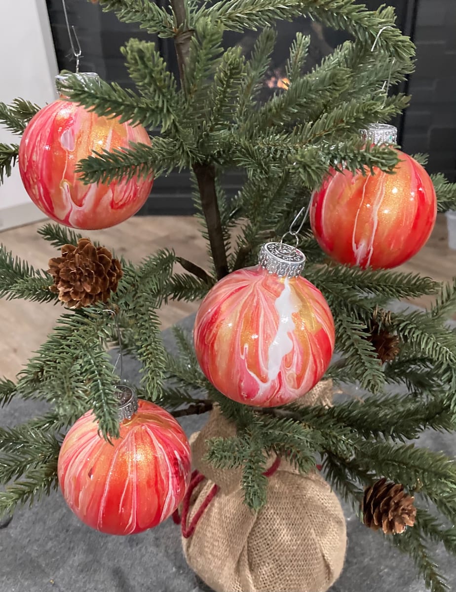 Holiday Ornaments, Round - Red & Gold by Helen Renfrew 