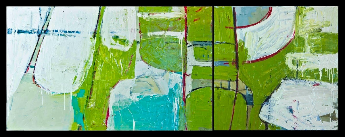 Chairs Diptych Green by D Hake Brinckerhoff 