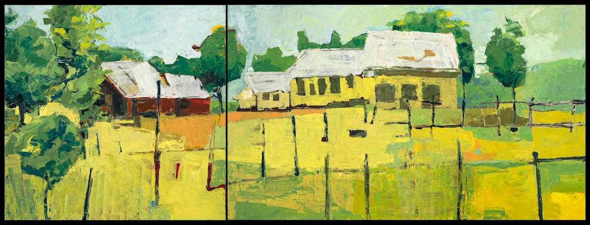 Barns and Out Buildings diptych by D Hake Brinckerhoff 