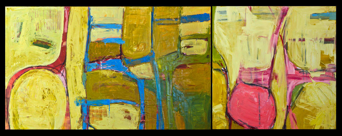 Chairs (diptych, pink and yellow ocher) 