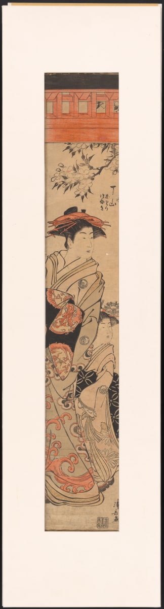 Kakemono-Ye-Belle with an attendant by Torii Kiyonaga 