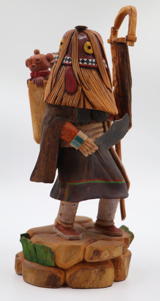 Ogre with Two Children Kachina by Woody Sewemaenewa 