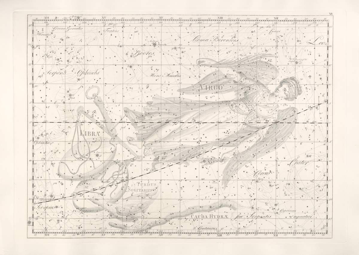 Virgo from Uranographia 1801 by Johann Elert Bode, Image 2.