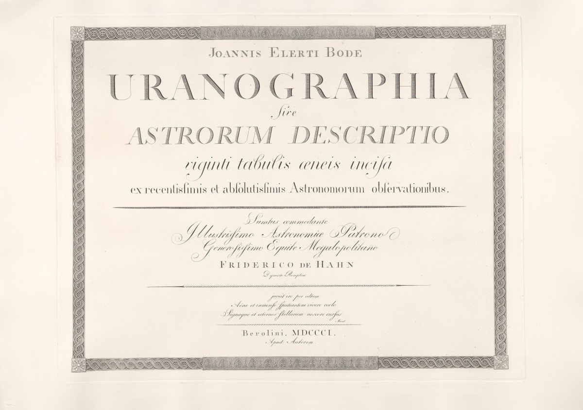 Colophon Uranographia 1801 Astroum by Johann Elert Bode 