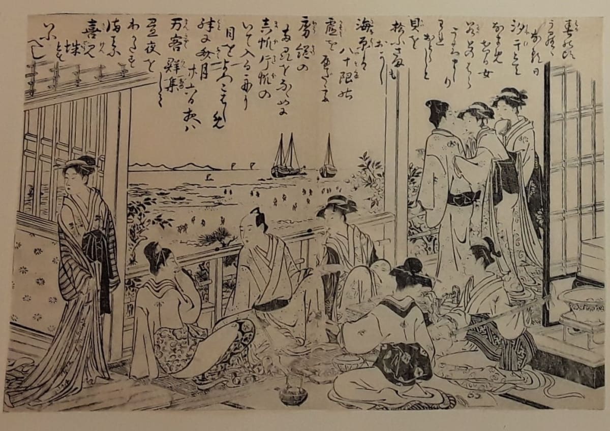 Yedo Meisho: Yehon Monosui (-ga) - Oka by Kiyonaga 