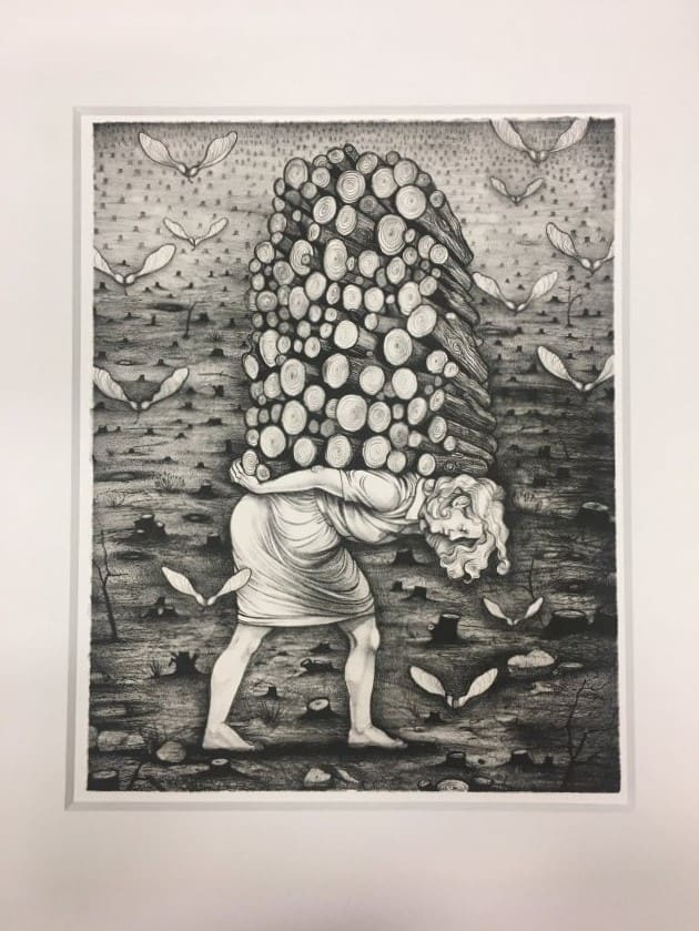 Non-Indigenous Woman With Logs by Kathryn Polk 