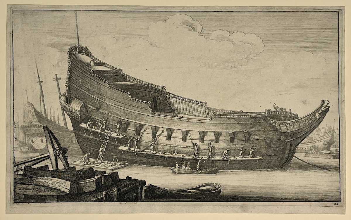 Fitting Out a Hull by Wenceslaus Hollar, Image 2.