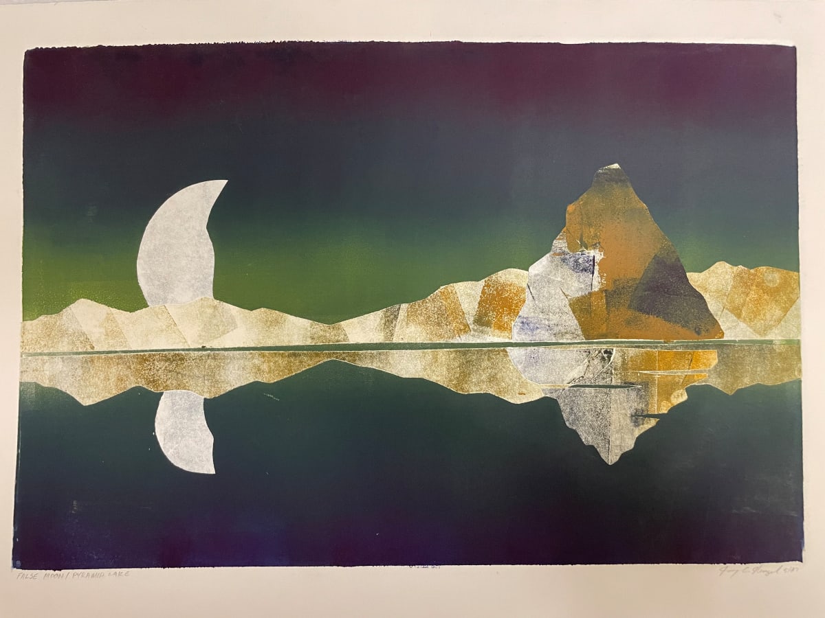 False Moon / Pyramid Lake by Jerry Nenzel 