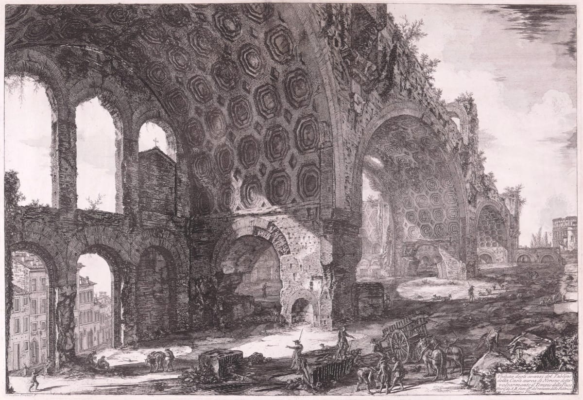 Veduta degli avanzi del Tablino della Casa aurea di Nerone detti volgarmente il Tempio della Pace (Ruins of the Neronian dining room, Tempio della Pace) by Giovanni Battista Piranesi 
