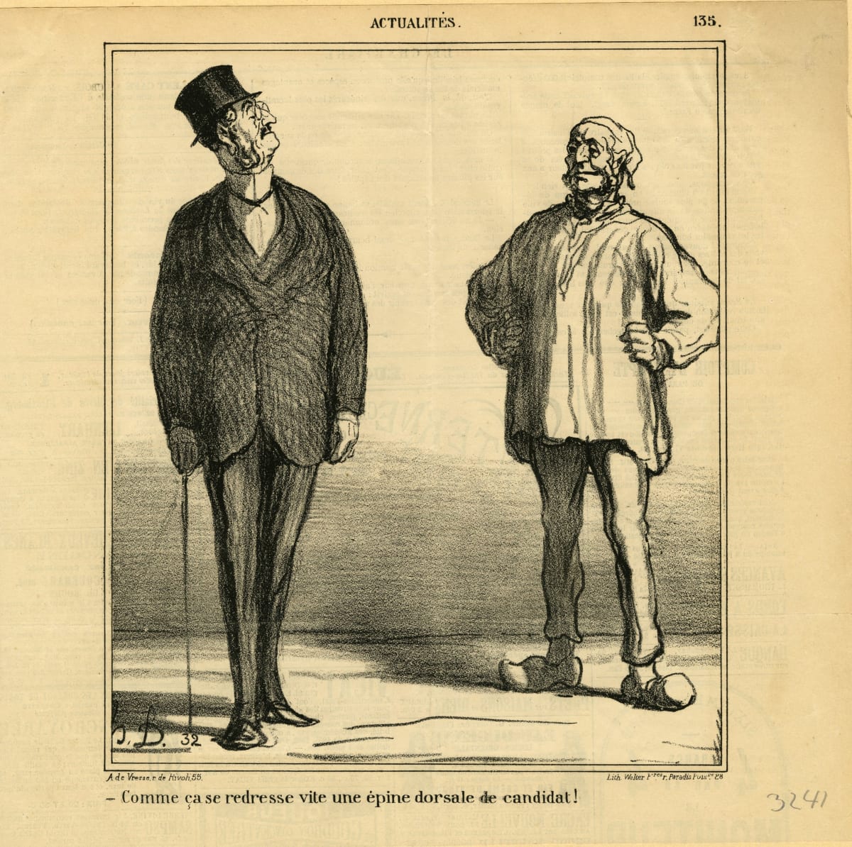 Comme casa redresse vite une épine dorsale de candidat! by Honoré Daumier 