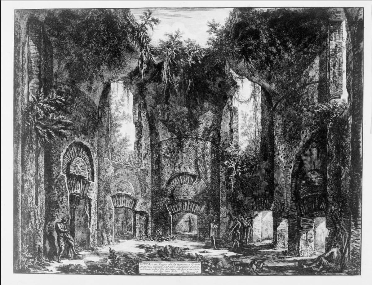 Dieta, o sia Luogo che da ingresso a diversi grandiosi Cubicoli, e ad altre magnifiche Stanze, esistente nella Villa Adriana ... by Giovanni Battista Piranesi 