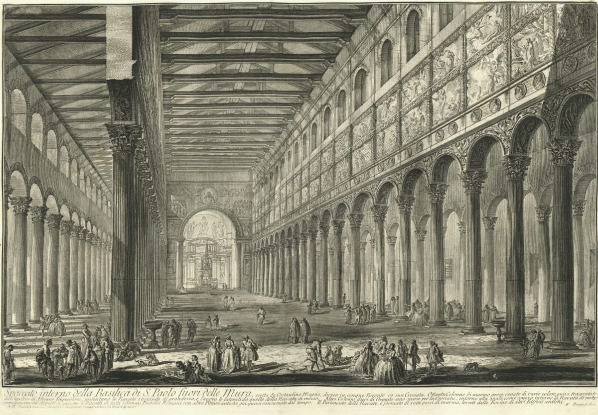 Spaccato interno della Basilica di S. Paolo fuori delle Mura... (View of the interior of S. Paolo fuori le Mura) by Giovanni Battista Piranesi 
