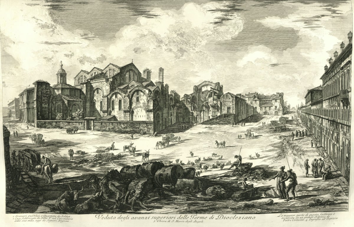 Veduta degli avanzi superiori della Terme di Diocleziano (View of the remains of the baths of Diocletian) by Giovanni Battista Piranesi 