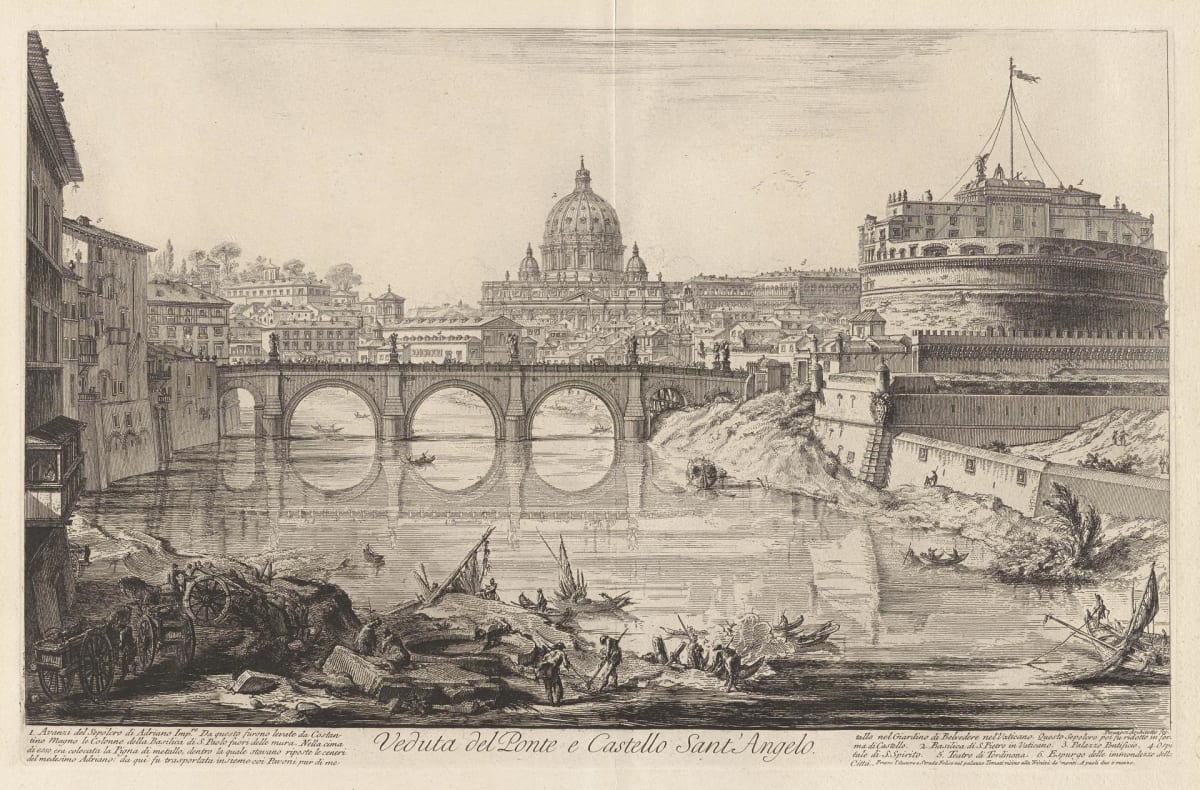 Veduta del Ponte e Castello Sant'Angelo (View of the Castel S. Angelo and bridge) by Giovanni Battista Piranesi 