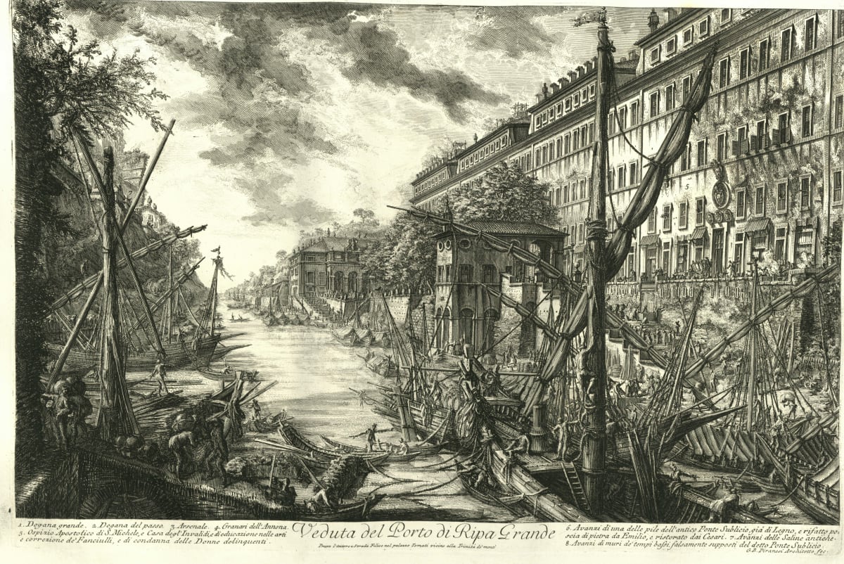 Veduta del Porto di Ripa Grande (View of the  Ripa Grande) by Giovanni Battista Piranesi 