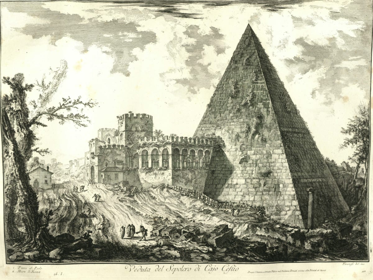 Veduta del Sepolcro di Cajo Cestio (View of the pyramid of Gaius Cestius) by Giovanni Battista Piranesi 