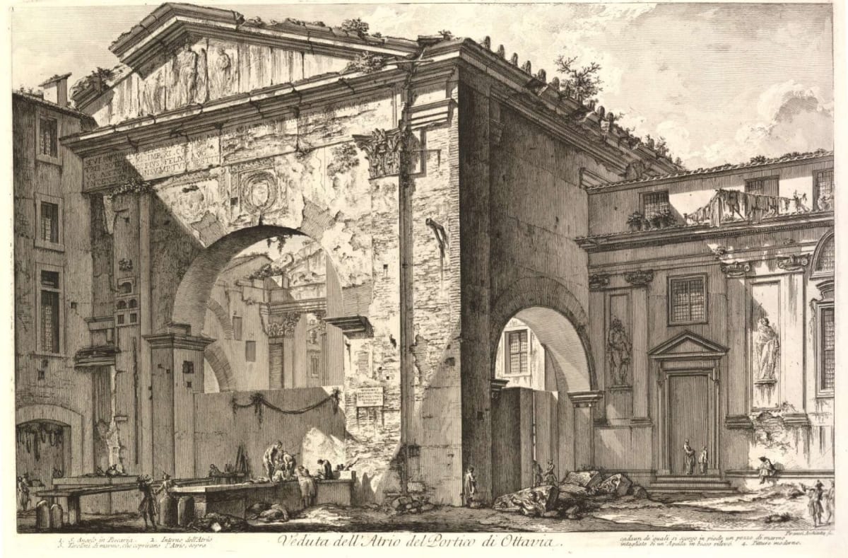 Veduta dell'Atrio del Portico di Ottavia (View of the atrium of the portico of Octavia) by Giovanni Battista Piranesi 
