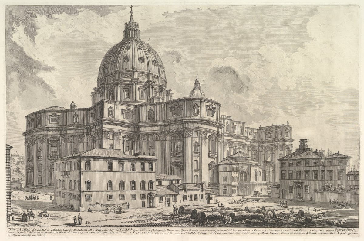 Veduta dell'esterno della gran Basilica di S. Pietro  in Vaticano (View of the exterior of St. Peter's ) by Giovanni Battista Piranesi 