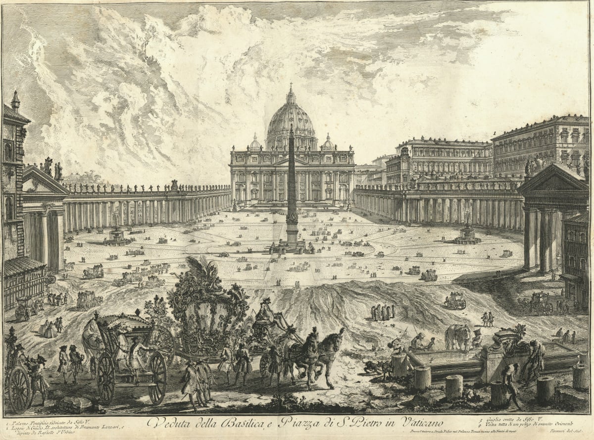 Veduta della Basilica, e Piazza di S. Pietro in Vaticano (St. Peter's and the piazza of St. Peter's) by Giovanni Battista Piranesi 
