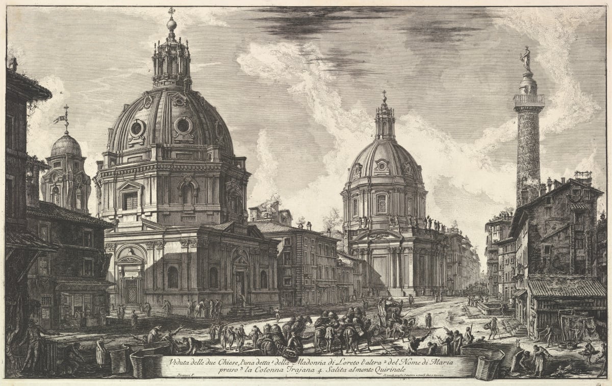 Veduta delle due Chiese, l'una detta 1. della Madonna di Loreto I'altra 2. del Nome di Maria..., (View of S. Maria di Loreto and SS. Nome di Maria) by Giovanni Battista Piranesi 