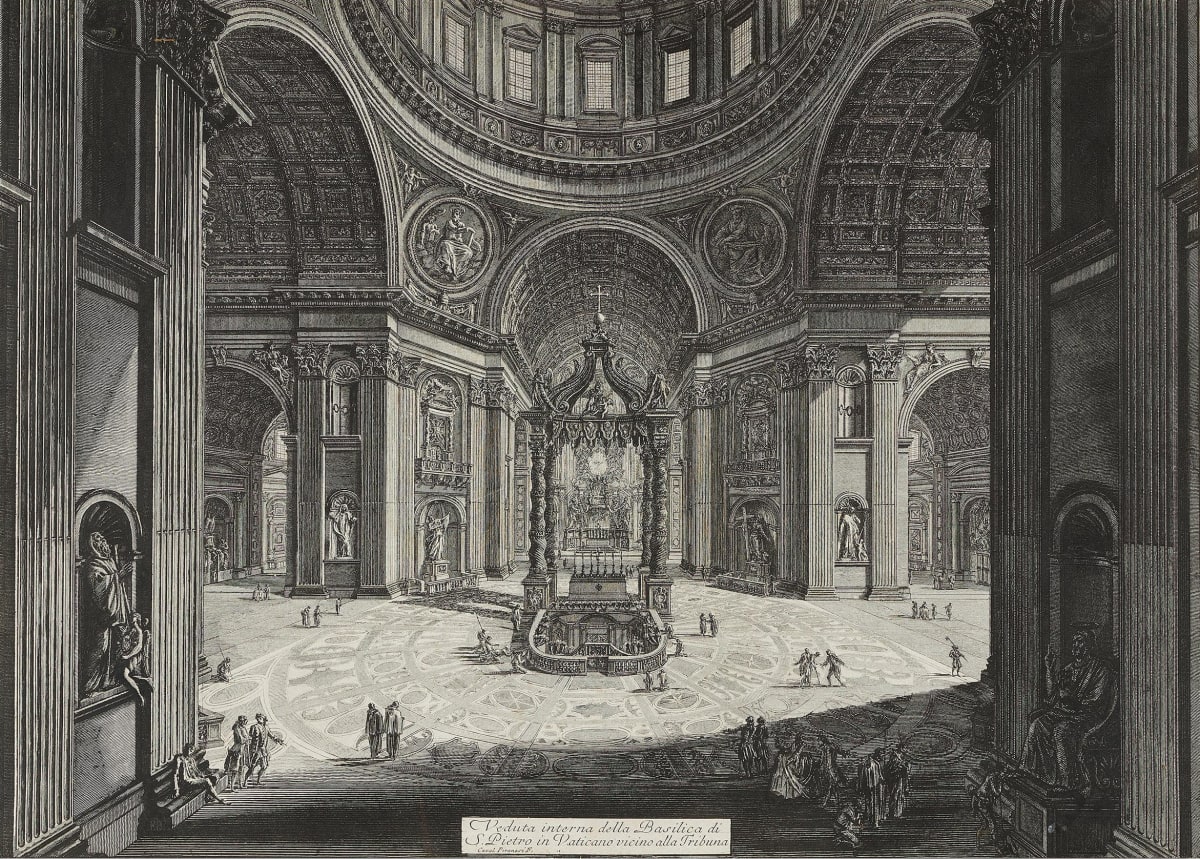 Veduta interna della Basilica di S. Pietro in Vaticano vicino alla Tribuna (Interior view of the crossing of St. Peter) by Giovanni Battista Piranesi 