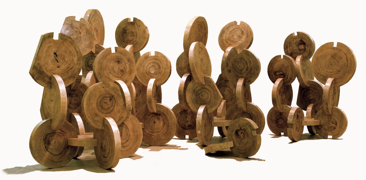 Blocks, 1982.
Camphor Wood Tree Rounds/
80x44x36 in/
$4,500