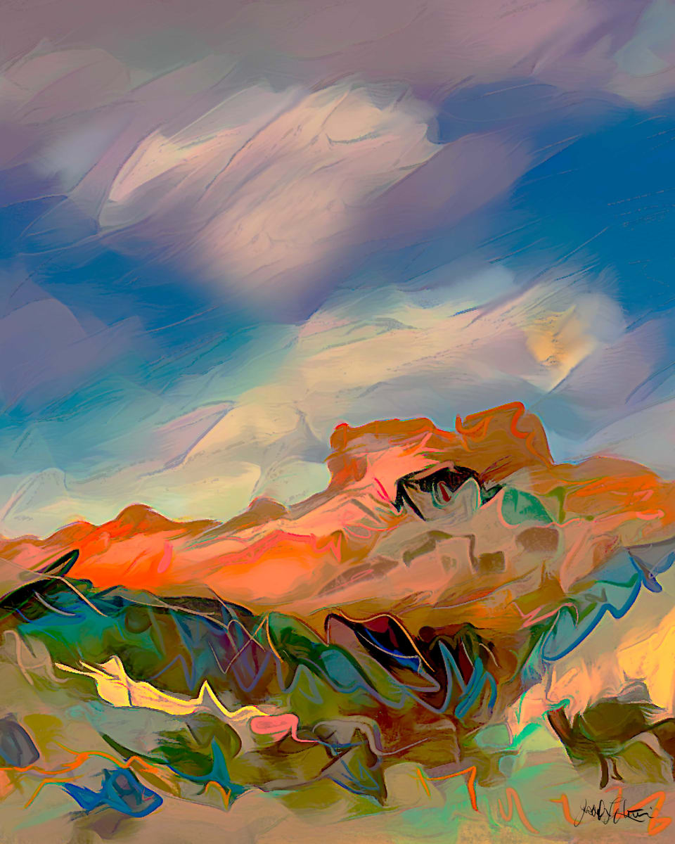 Red Rocks and Clouds - Unframed Print by Joseph Liberti  Image: An abstract impression of red rocks and clouds in Garden Of The Gods park