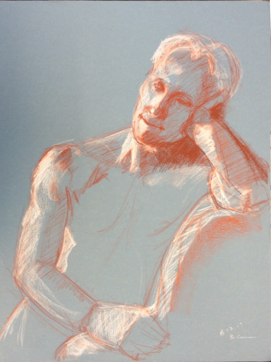 Red Conte Figure study 1 by Barbara Craver 