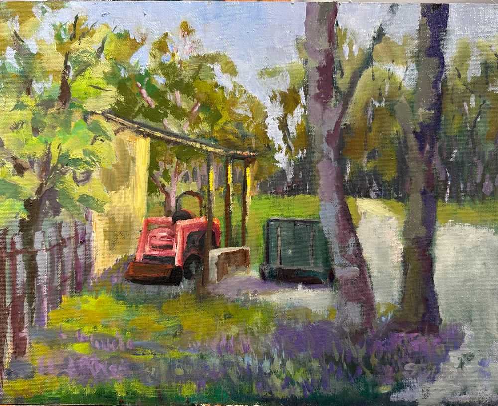 At Rest by Susan Carol Tyler  Image: After a hard days work, this little tractor caught the artist's eye. Begun as a plein air, finished in her studio.