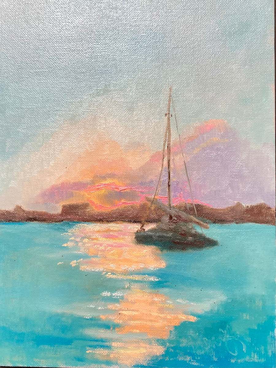Glorious Sunset on the Bay by Nancy Sterling Tyler 