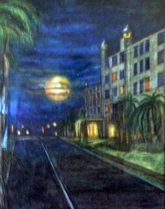 Moon Over Galvez by George Douglas Lee  Image: Prints Available
