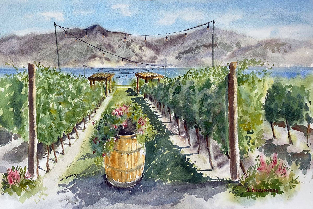 8”x10” Hot Summer at Quails'Gate Winery 2022 2/15 by Irina Bakumenko BEEBLAGOART 