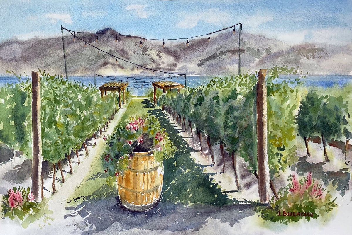 8”x10” Hot Summer at Quails'Gate Winery 2022 1/15 by Irina Bakumenko BEEBLAGOART