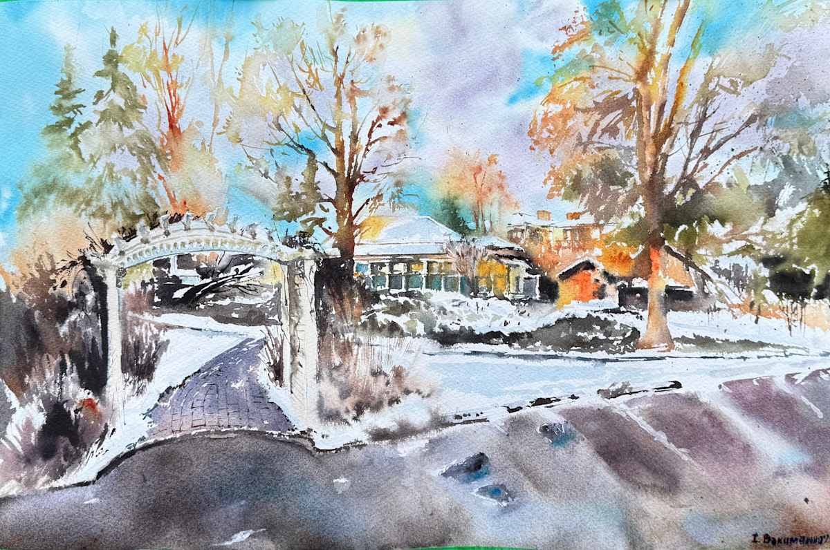 First Snow at Guisachan Garden, Kelowna, BC #566 by Irina Bakumenko BEEBLAGOART 