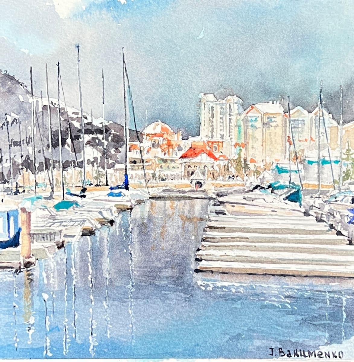 Snowbound Serenity at Yacht Club, Kelowna, Canada by Irina Bakumenko BEEBLAGOART 