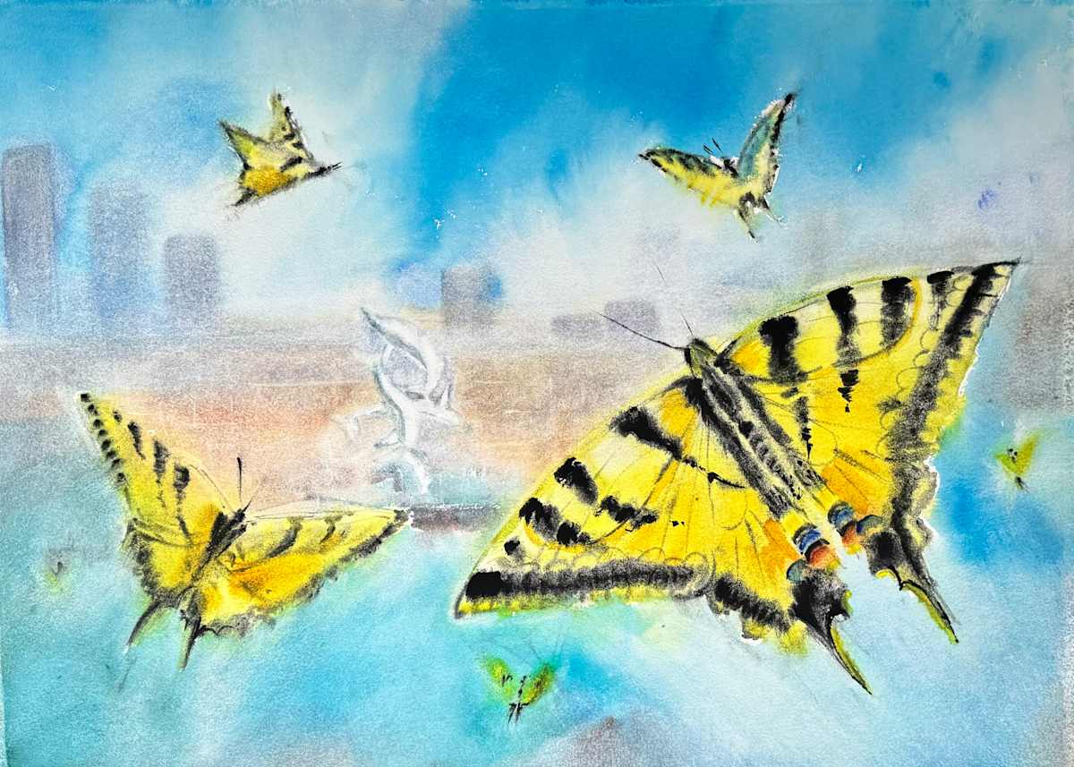 “The Light Moves Freely”. # 6 (#550) Pollinators of thе city series by Irina Bakumenko BEEBLAGOART 