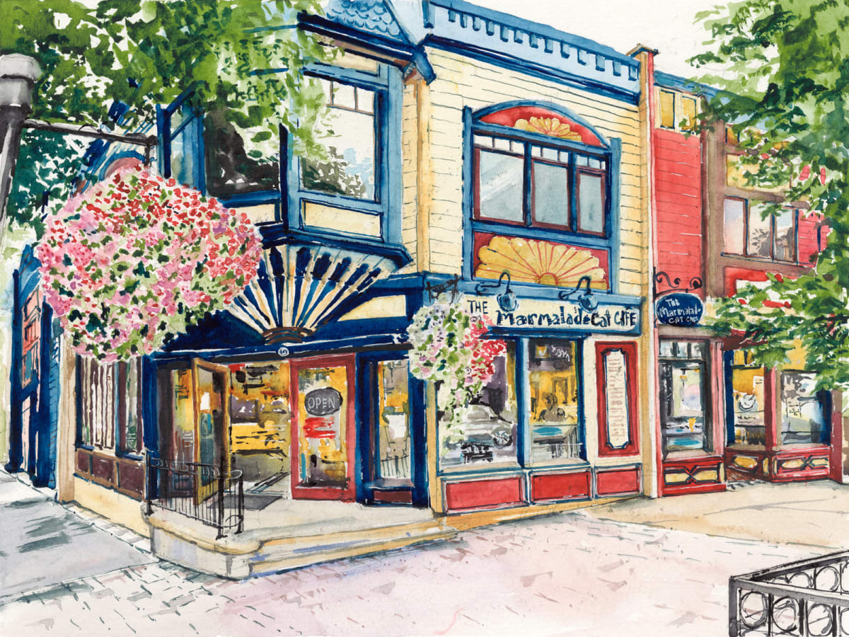 Marmalade Cat Cafe, Kelowna BC (Print) by Irina Bakumenko BEEBLAGOART