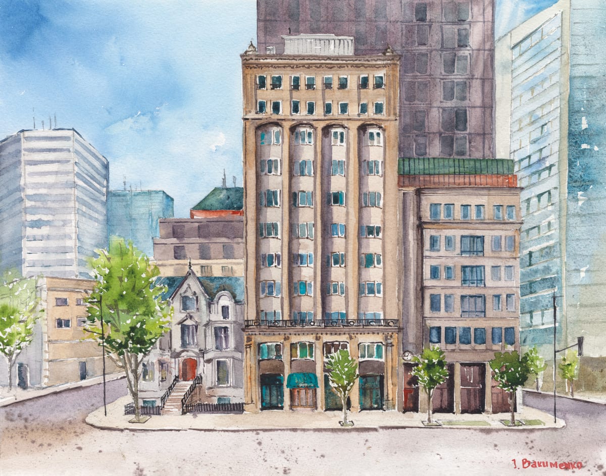 House Portrait # 398 (Montreal Memories: A Watercolor Tribute to McGill University Friends) by Irina Bakumenko BEEBLAGOART 