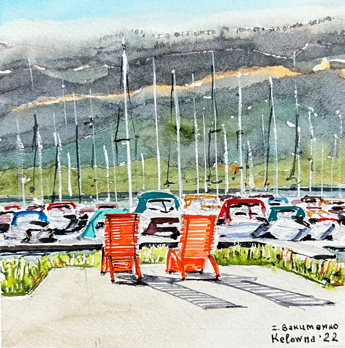 ‘Orange World of Kelowna ,from “Orange World of Kelowna” series (N 477) by Irina Bakumenko BEEBLAGOART 