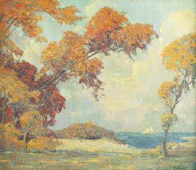 “Autumn at the Lake” by Adolph Heinze 