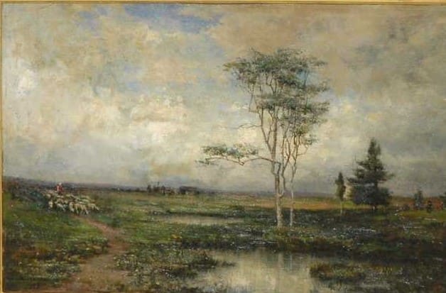 Untitled Landscape with Sheep and Trees by Robert Ward Van Boskerck 