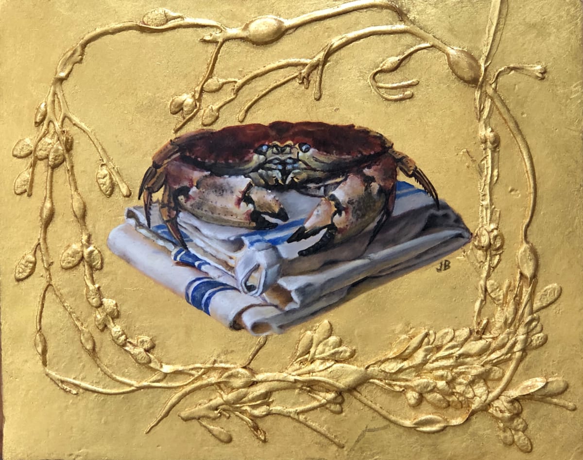 Jonah Crab_on_Gold_Seaweed_pastiglia 