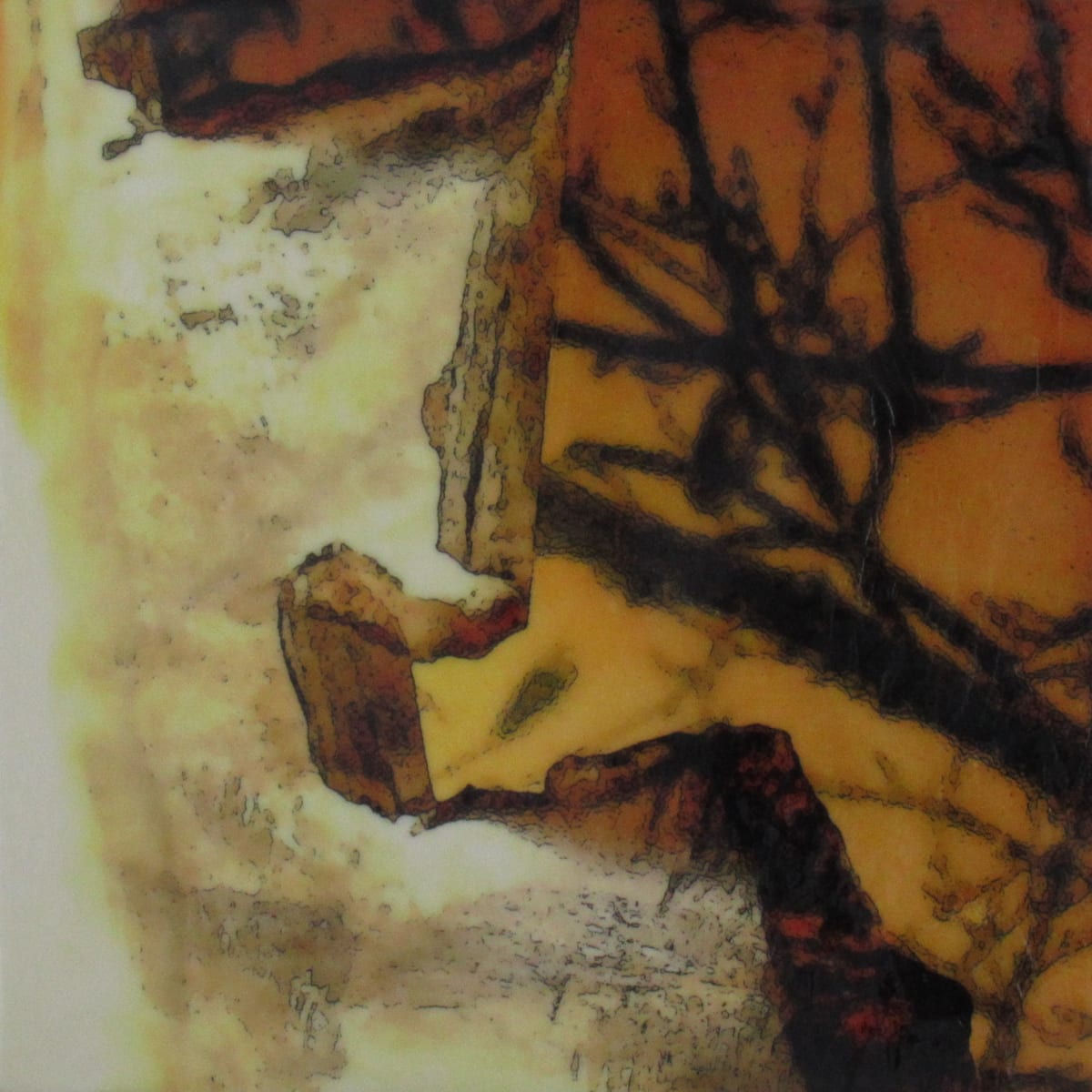 Birch Dream by Carla Benjamin  Image: Birch Dream 2023  12"x 12" x 1.5" Photo encaustic