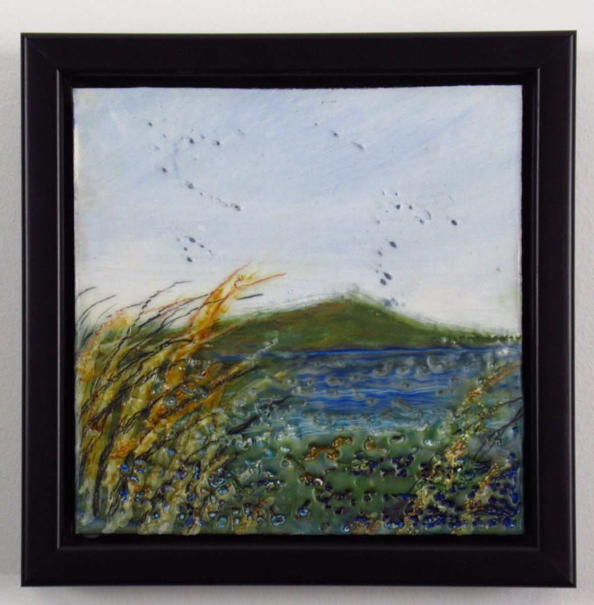 Migration - Cross Country Series 2021  6" x 6" encaustic  framed 